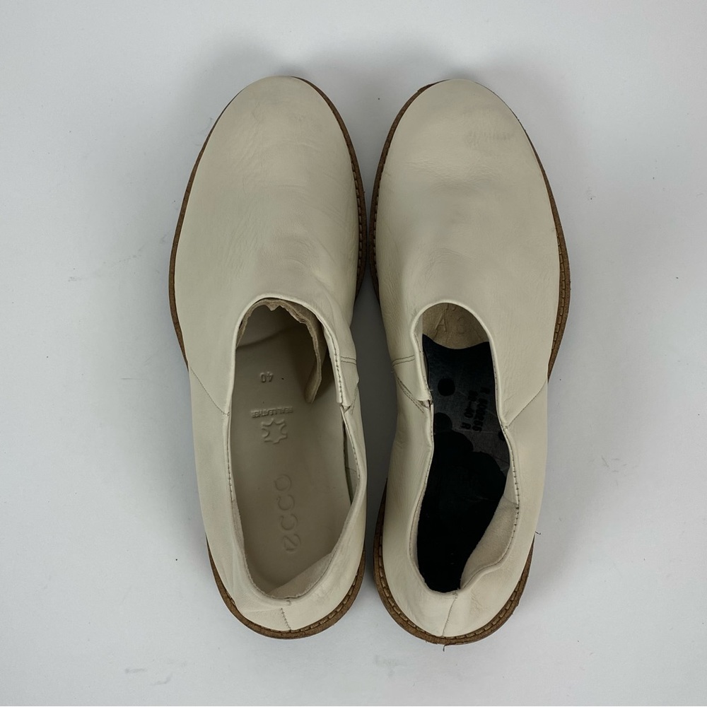 ECCO Women's Mule Shoes US 9 9.5 EU 40 Off White Ivory Leather Clog Drop Heel - Picture 7 of 11